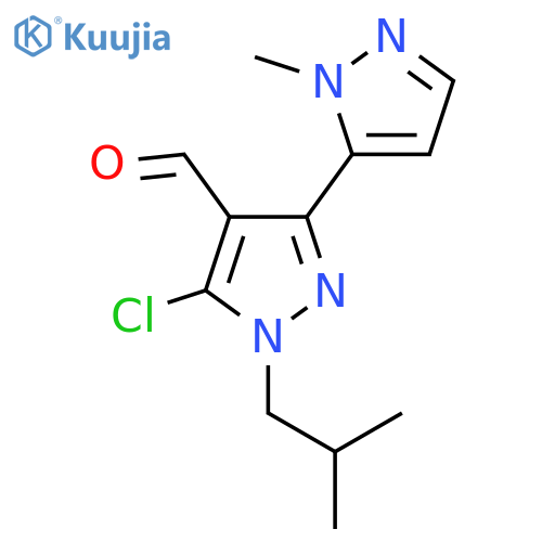 5-chloro-3-(1-methyl-1H-pyrazol-5-yl)-1-(2-methylpropyl)-1H-pyrazole-4-carbaldehyde structure