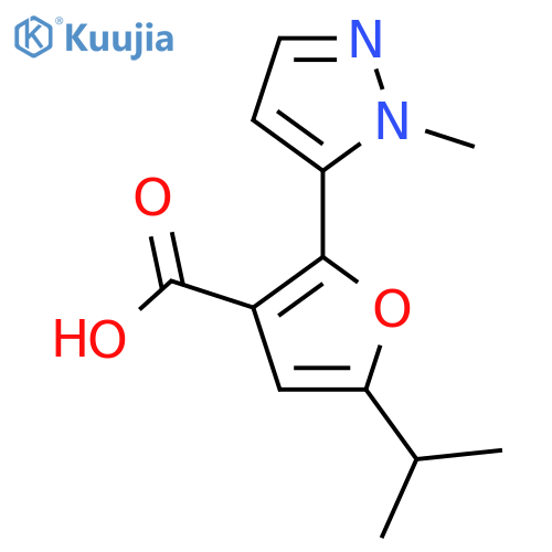 2-(1-methyl-1H-pyrazol-5-yl)-5-(propan-2-yl)furan-3-carboxylic acid structure