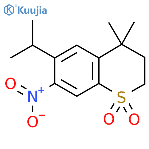 4,4-dimethyl-7-nitro-6-(propan-2-yl)-3,4-dihydro-2H-1lambda6-benzothiopyran-1,1-dione structure