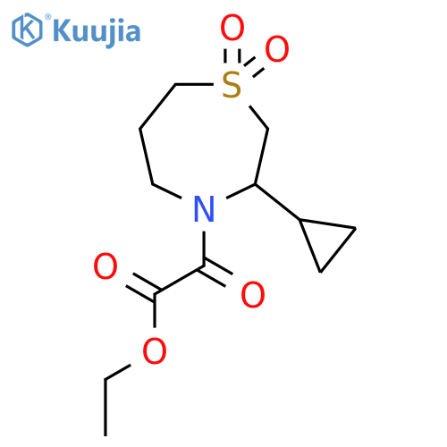 Ethyl 2-(3-cyclopropyl-1,1-dioxo-1lambda6,4-thiazepan-4-yl)-2-oxoacetate structure