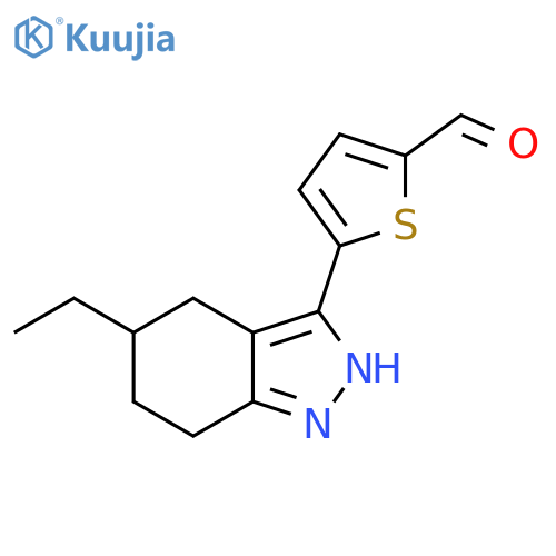 2-Thiophenecarboxaldehyde, 5-(5-ethyl-4,5,6,7-tetrahydro-2H-indazol-3-yl)- structure