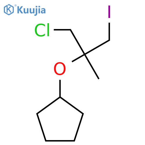 (1-chloro-3-iodo-2-methylpropan-2-yl)oxycyclopentane structure