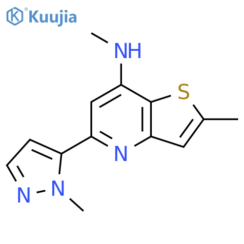 N,2-dimethyl-5-(1-methyl-1H-pyrazol-5-yl)thieno3,2-bpyridin-7-amine structure