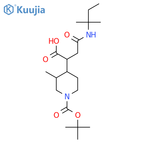2-{1-[(Tert-butoxy)carbonyl]-3-methylpiperidin-4-yl}-3-[(2-methylbutan-2-yl)carbamoyl]propanoic acid structure