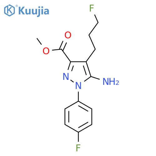 methyl 5-amino-1-(4-fluorophenyl)-4-(3-fluoropropyl)-1H-pyrazole-3-carboxylate structure