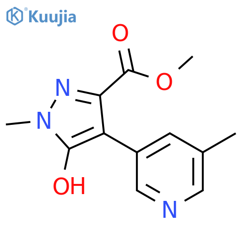 1H-Pyrazole-3-carboxylic acid, 5-hydroxy-1-methyl-4-(5-methyl-3-pyridinyl)-, methyl ester structure