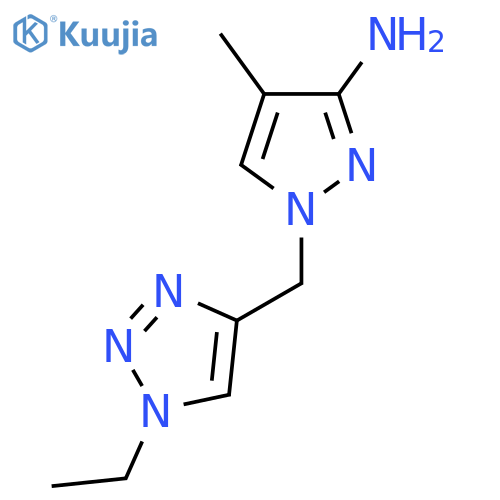 1-(1-ethyl-1H-1,2,3-triazol-4-yl)methyl-4-methyl-1H-pyrazol-3-amine structure