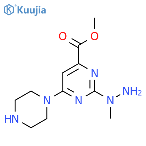 methyl 2-(1-methylhydrazin-1-yl)-6-(piperazin-1-yl)pyrimidine-4-carboxylate structure