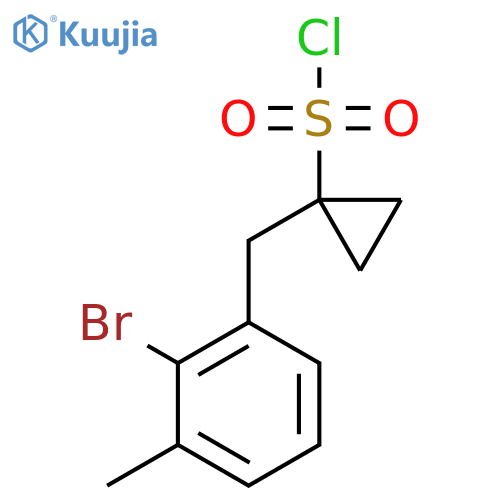 1-(2-bromo-3-methylphenyl)methylcyclopropane-1-sulfonyl chloride structure