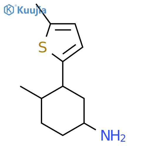 4-Methyl-3-(5-methylthiophen-2-yl)cyclohexan-1-amine structure