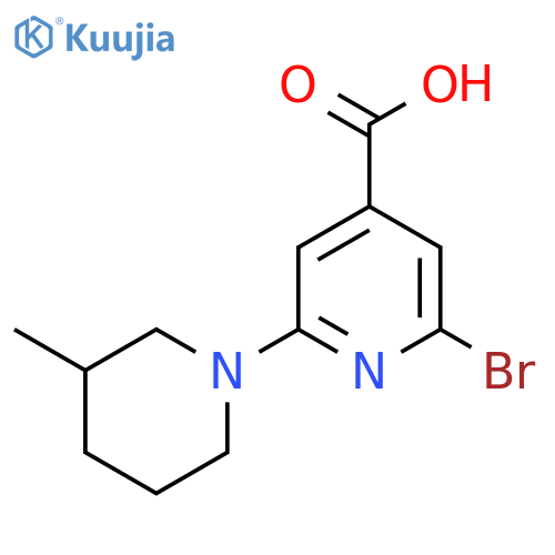 2-bromo-6-(3-methylpiperidin-1-yl)pyridine-4-carboxylic acid structure