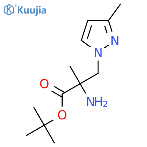 tert-butyl 2-amino-2-methyl-3-(3-methyl-1H-pyrazol-1-yl)propanoate structure