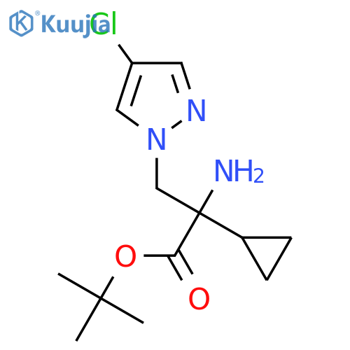 tert-butyl 2-amino-3-(4-chloro-1H-pyrazol-1-yl)-2-cyclopropylpropanoate structure