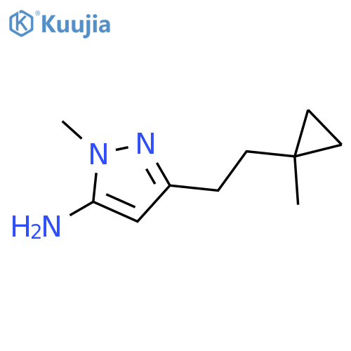 1-methyl-3-[2-(1-methylcyclopropyl)ethyl]-1H-pyrazol-5-amine structure