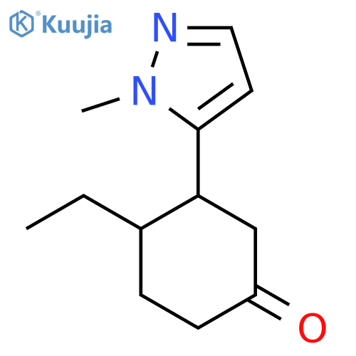 4-ethyl-3-(1-methyl-1H-pyrazol-5-yl)cyclohexan-1-one structure