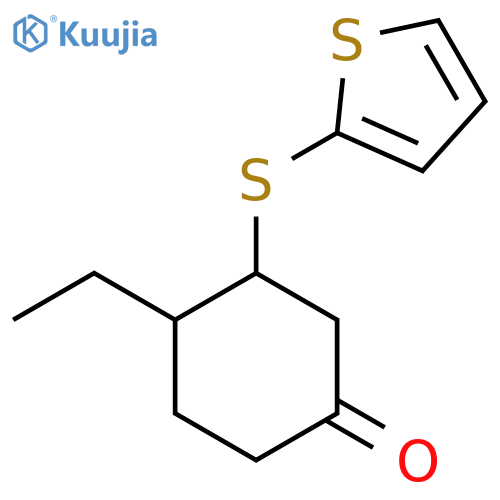 4-Ethyl-3-(thiophen-2-ylsulfanyl)cyclohexan-1-one structure