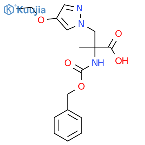 2-{(benzyloxy)carbonylamino}-3-(4-ethoxy-1H-pyrazol-1-yl)-2-methylpropanoic acid structure