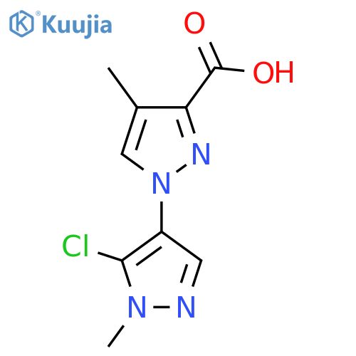 1-(5-chloro-1-methyl-1H-pyrazol-4-yl)-4-methyl-1H-pyrazole-3-carboxylic acid structure