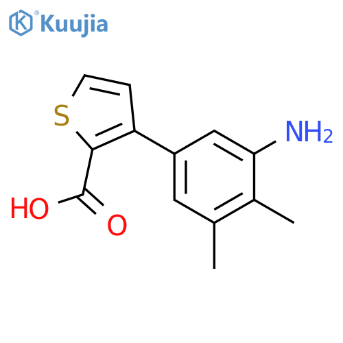 3-(3-amino-4,5-dimethylphenyl)thiophene-2-carboxylic acid structure