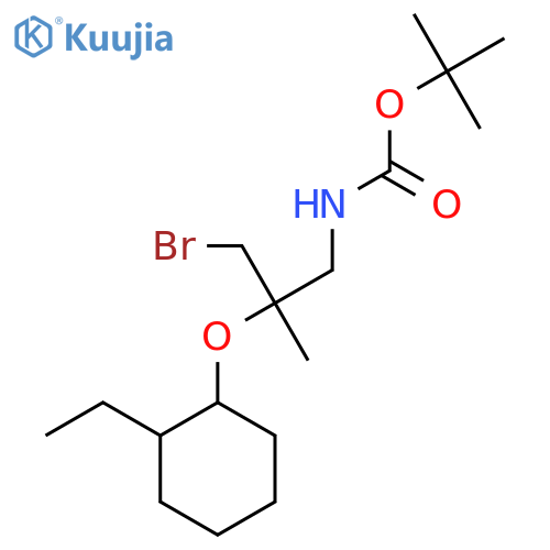 tert-butyl N-{3-bromo-2-(2-ethylcyclohexyl)oxy-2-methylpropyl}carbamate structure