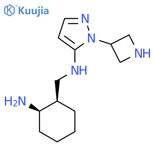 rac-N-{(1R,2R)-2-aminocyclohexylmethyl}-1-(azetidin-3-yl)-1H-pyrazol-5-amine structure