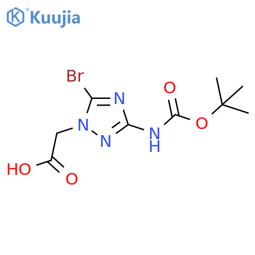 2-(5-bromo-3-{(tert-butoxy)carbonylamino}-1H-1,2,4-triazol-1-yl)acetic acid structure