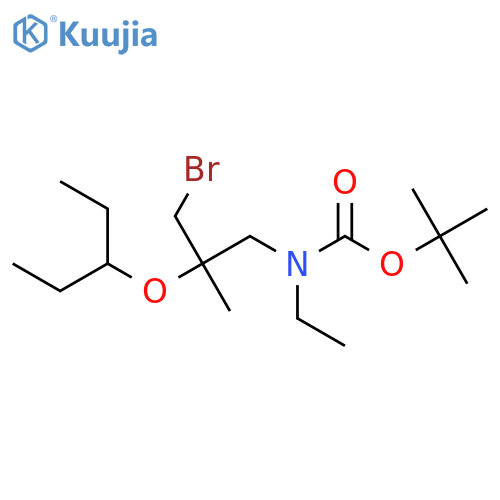 tert-butyl N-3-bromo-2-methyl-2-(pentan-3-yloxy)propyl-N-ethylcarbamate structure