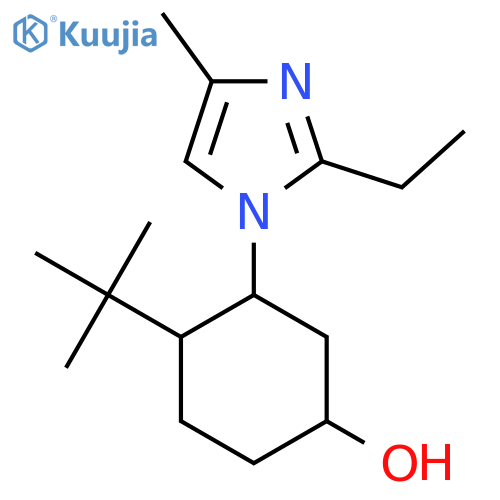 4-tert-butyl-3-(2-ethyl-4-methyl-1H-imidazol-1-yl)cyclohexan-1-ol structure