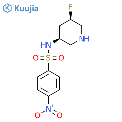 rac-N-(3R,5S)-5-fluoropiperidin-3-yl-4-nitrobenzene-1-sulfonamide structure