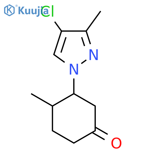 3-(4-chloro-3-methyl-1H-pyrazol-1-yl)-4-methylcyclohexan-1-one structure