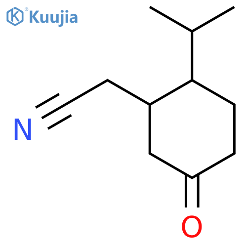 2-[5-Oxo-2-(propan-2-yl)cyclohexyl]acetonitrile structure