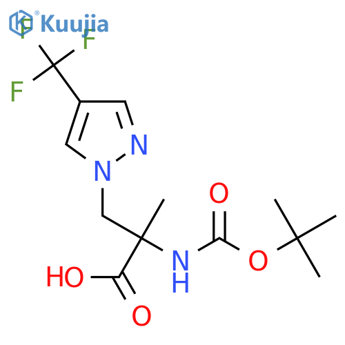 2-{(tert-butoxy)carbonylamino}-2-methyl-3-4-(trifluoromethyl)-1H-pyrazol-1-ylpropanoic acid structure