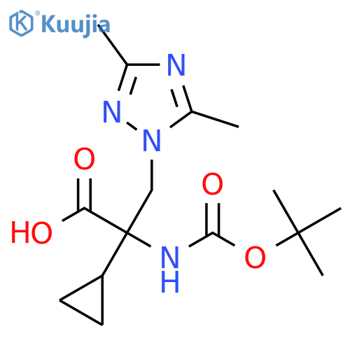 2-{(tert-butoxy)carbonylamino}-2-cyclopropyl-3-(dimethyl-1H-1,2,4-triazol-1-yl)propanoic acid structure