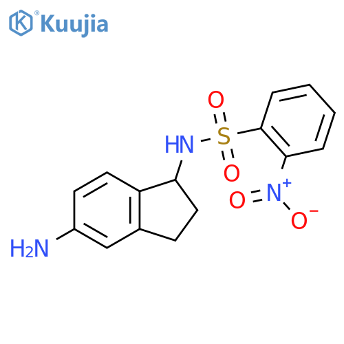 N-(5-amino-2,3-dihydro-1H-inden-1-yl)-2-nitrobenzene-1-sulfonamide structure