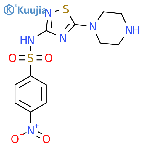 4-nitro-N-[5-(piperazin-1-yl)-1,2,4-thiadiazol-3-yl]benzene-1-sulfonamide structure