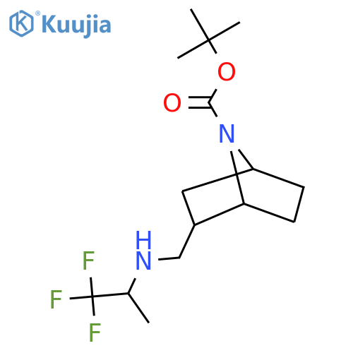 tert-butyl 2-{(1,1,1-trifluoropropan-2-yl)aminomethyl}-7-azabicyclo2.2.1heptane-7-carboxylate structure