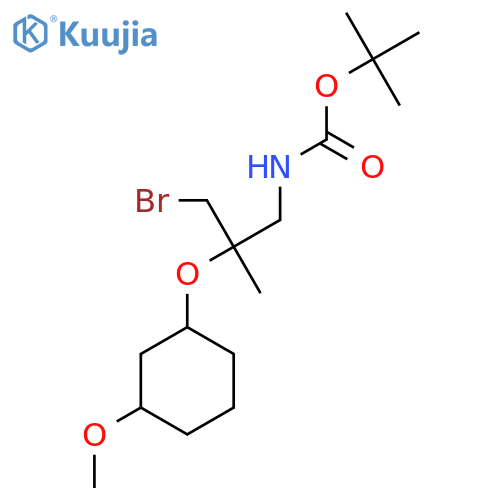tert-butyl N-{3-bromo-2-(3-methoxycyclohexyl)oxy-2-methylpropyl}carbamate structure