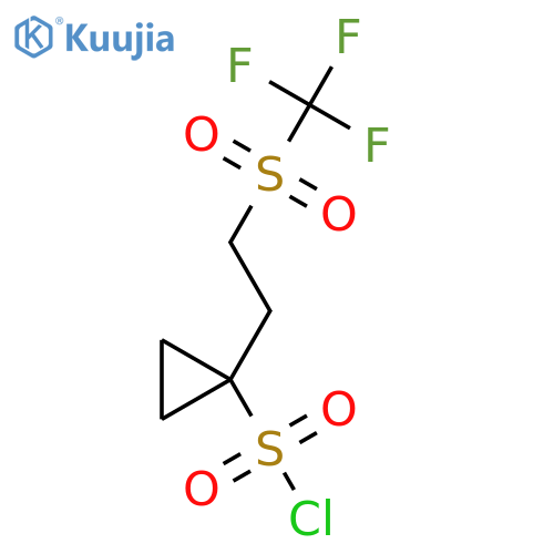 1-(2-trifluoromethanesulfonylethyl)cyclopropane-1-sulfonyl chloride structure