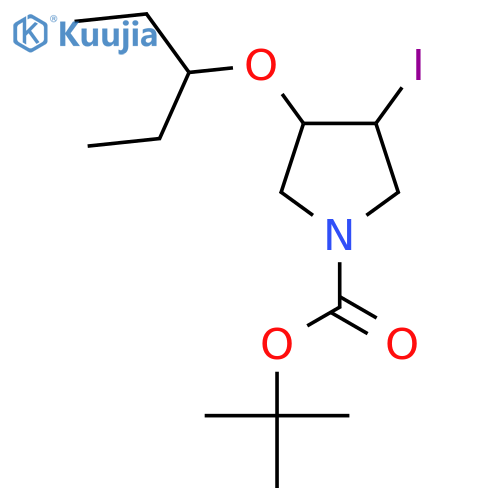 tert-butyl 3-iodo-4-(pentan-3-yloxy)pyrrolidine-1-carboxylate structure