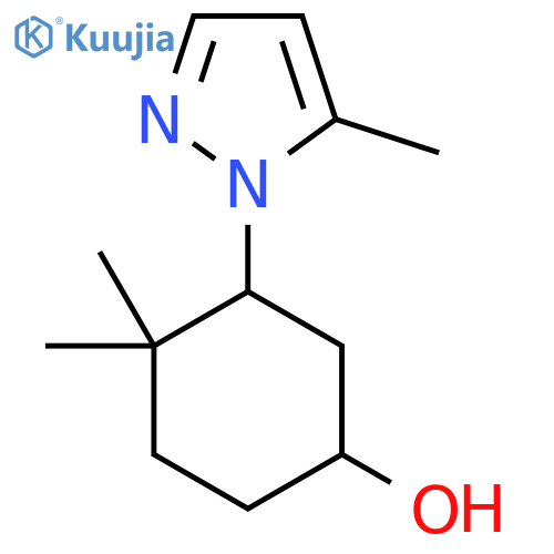 4,4-dimethyl-3-(5-methyl-1H-pyrazol-1-yl)cyclohexan-1-ol structure