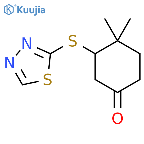 4,4-Dimethyl-3-(1,3,4-thiadiazol-2-ylsulfanyl)cyclohexan-1-one structure