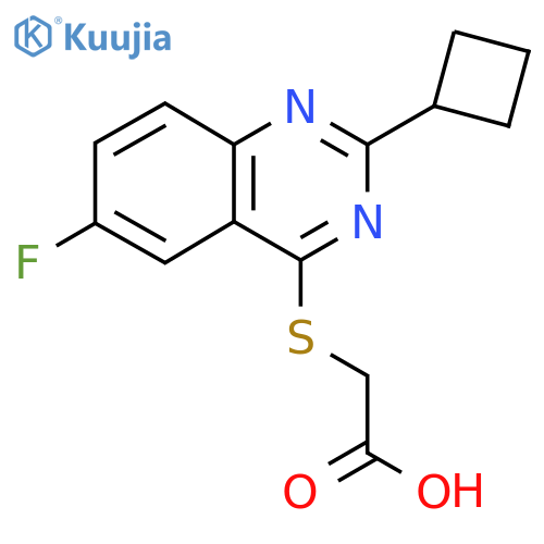 2-[(2-Cyclobutyl-6-fluoroquinazolin-4-yl)sulfanyl]acetic acid structure