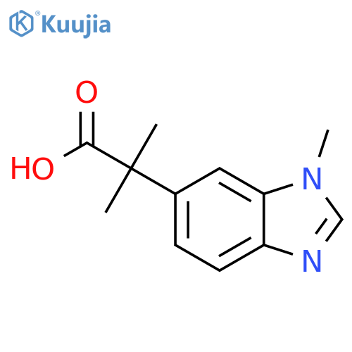 2-methyl-2-(1-methyl-1H-1,3-benzodiazol-6-yl)propanoic acid structure
