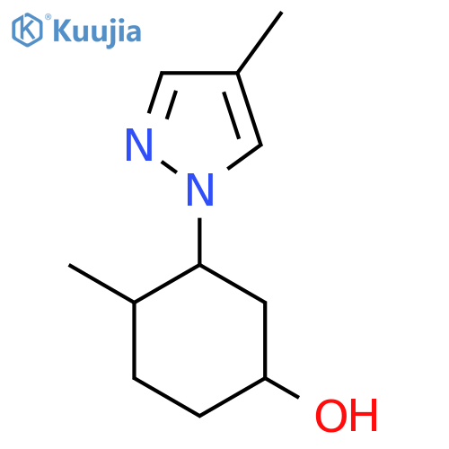 4-methyl-3-(4-methyl-1H-pyrazol-1-yl)cyclohexan-1-ol structure