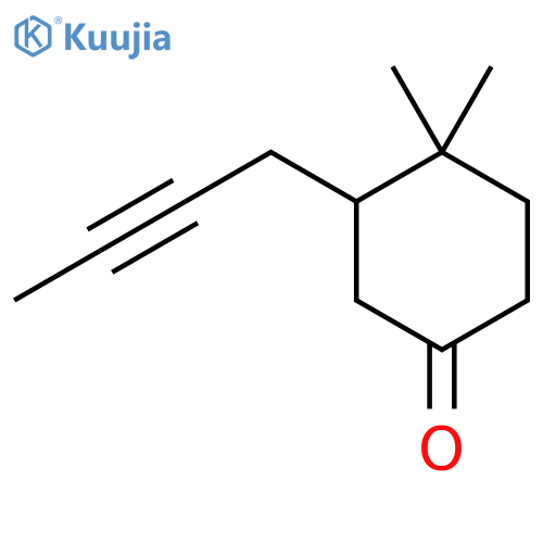3-(But-2-yn-1-yl)-4,4-dimethylcyclohexan-1-one structure