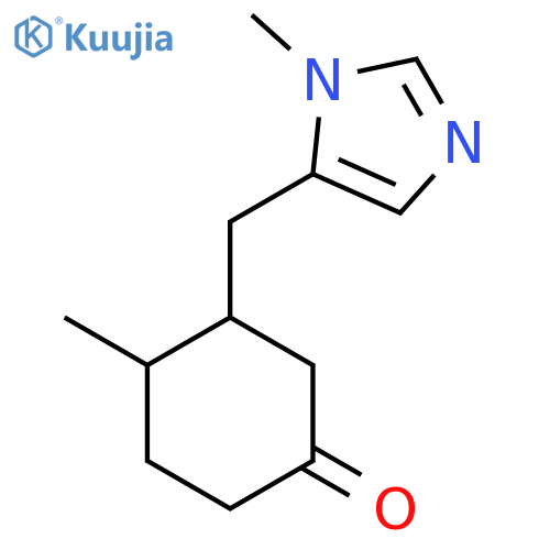 4-methyl-3-[(1-methyl-1H-imidazol-5-yl)methyl]cyclohexan-1-one structure