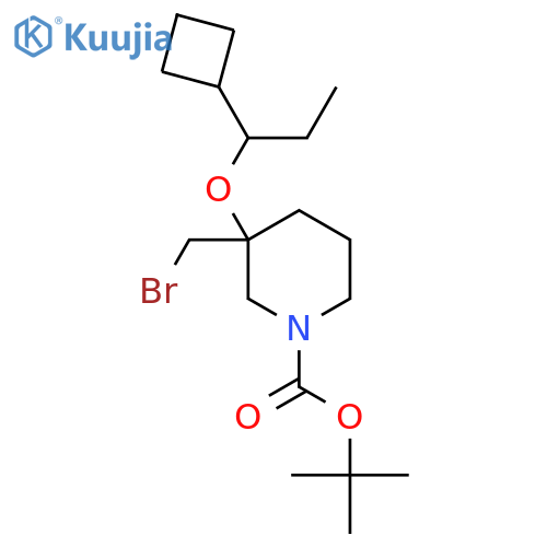 tert-butyl 3-(bromomethyl)-3-(1-cyclobutylpropoxy)piperidine-1-carboxylate structure