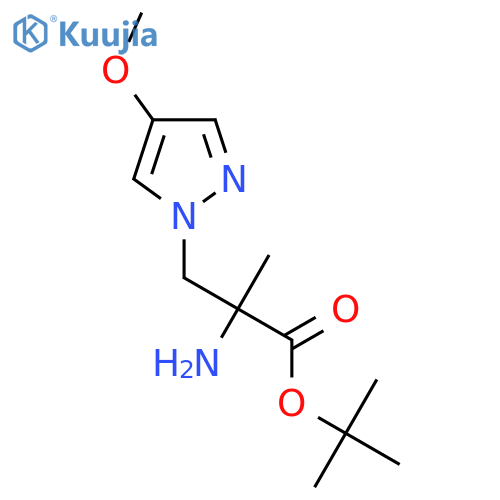 tert-butyl 2-amino-3-(4-methoxy-1H-pyrazol-1-yl)-2-methylpropanoate structure