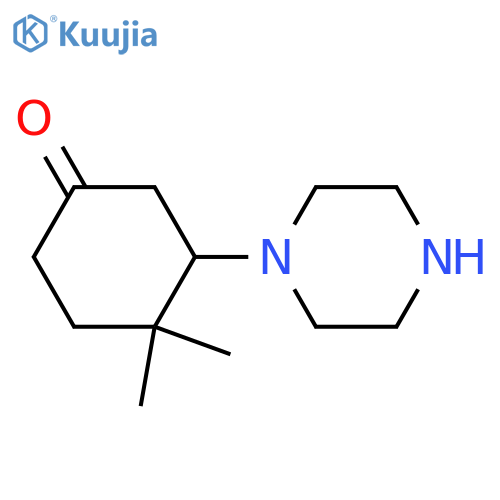 4,4-Dimethyl-3-(piperazin-1-yl)cyclohexan-1-one structure