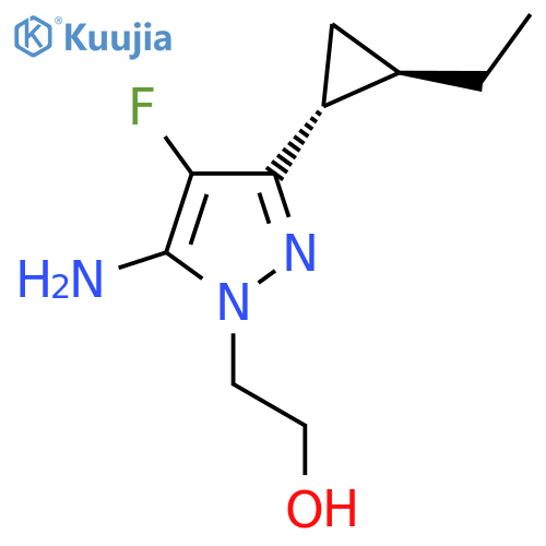 rac-2-{5-amino-3-[(1R,2R)-2-ethylcyclopropyl]-4-fluoro-1H-pyrazol-1-yl}ethan-1-ol structure